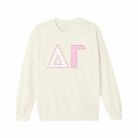 Petal Patchwork Printed Sorority Crewneck