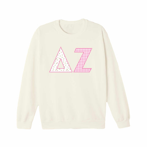 Petal Patchwork Printed Sorority Crewneck