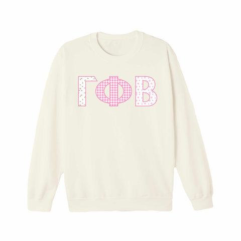 Petal Patchwork Printed Sorority Crewneck