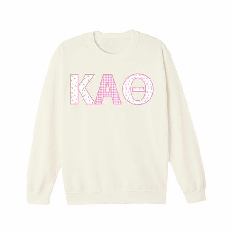 Petal Patchwork Printed Sorority Crewneck