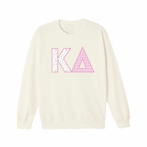 Petal Patchwork Printed Sorority Crewneck