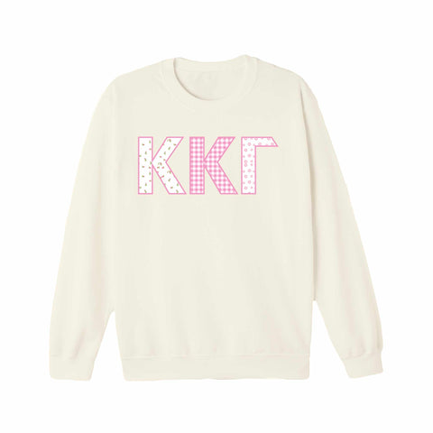 Petal Patchwork Printed Sorority Crewneck