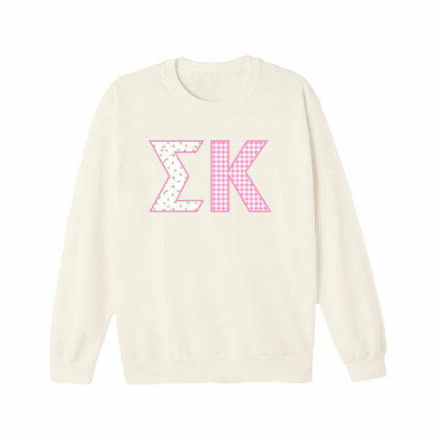 Petal Patchwork Printed Sorority Crewneck
