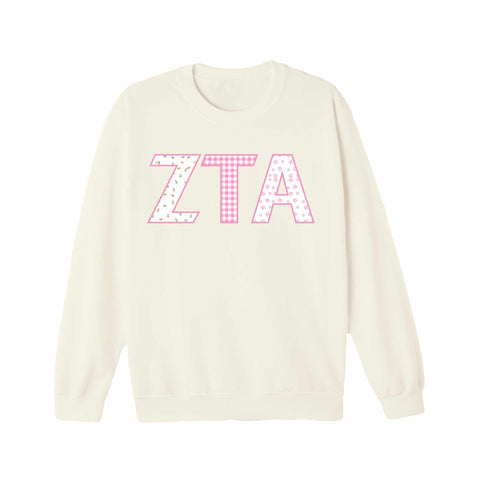 Petal Patchwork Printed Sorority Crewneck