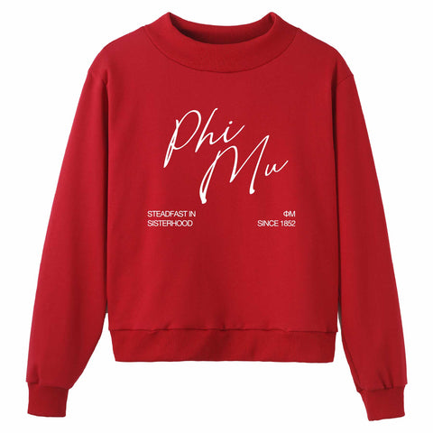 Crimson Script Sorority Mock Neck