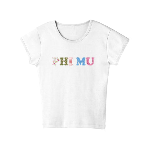 Patch Perfect Printed Sorority Baby Tee