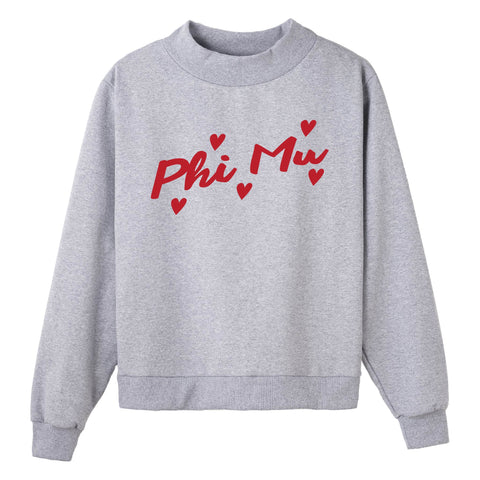 Heartbeat Gray Sorority Mock Neck