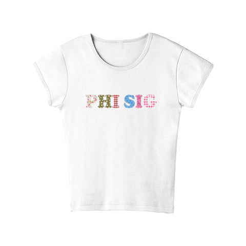 Patch Perfect Printed Sorority Baby Tee