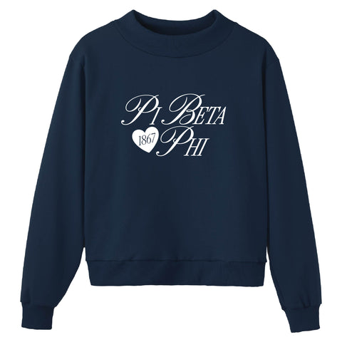 Adorn Navy Sorority Mock Neck