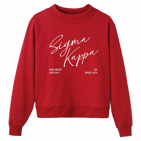 Crimson Script Sorority Mock Neck