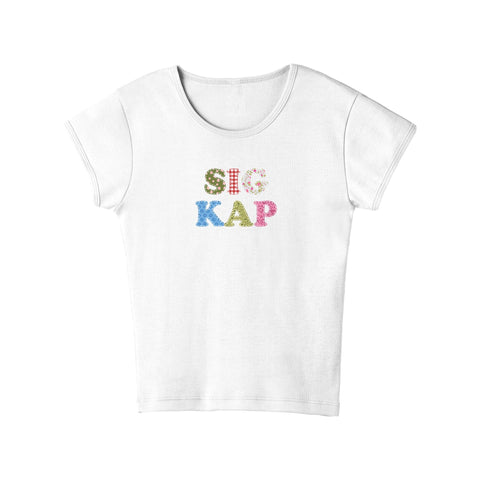 Patch Perfect Printed Sorority Baby Tee