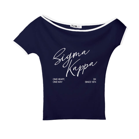 Crimson Script Navy Sorority Marina Top