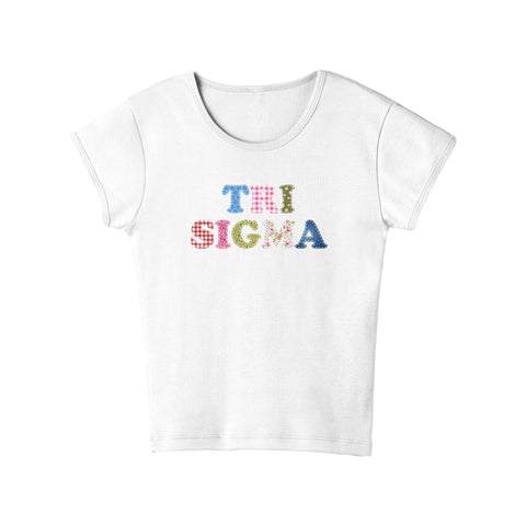 Patch Perfect Printed Sorority Baby Tee
