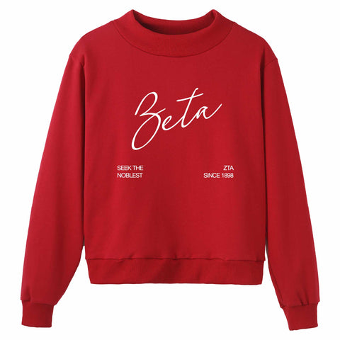 Crimson Script Sorority Mock Neck