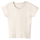 Venice Tee, full-length fitted cap sleeve baby tee in Oat Milk Please color