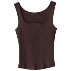 Amelia Tank, custom full-length fitted tank top with square neck in Latte Love color