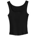 Amelia Tank, custom full-length fitted tank top with square neck in Onyx Black color