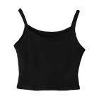 Hermosa Tank, custom cropped spaghetti strap tank top in Onyx Black color