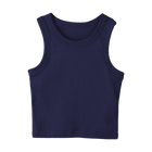 Malibu Tank, custom cropped fitted tank top with wide straps in Midnight Chic color