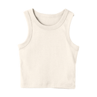Malibu Tank, custom cropped fitted tank top with wide straps in Oat Milk Please color