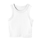 Malibu Tank, custom cropped fitted tank top with wide straps in Opal White color