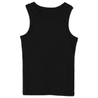 Malibu Tank, custom full-length fitted tank top with wide straps in Onyx Black color